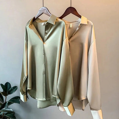 Damen Bluse Langärmelig Übergroß Lässig - Eveloria
