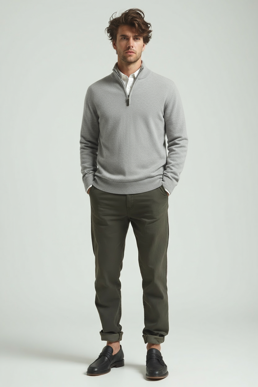 Herren Pullover Reißverschlusskragen SlimFit - Norvielle