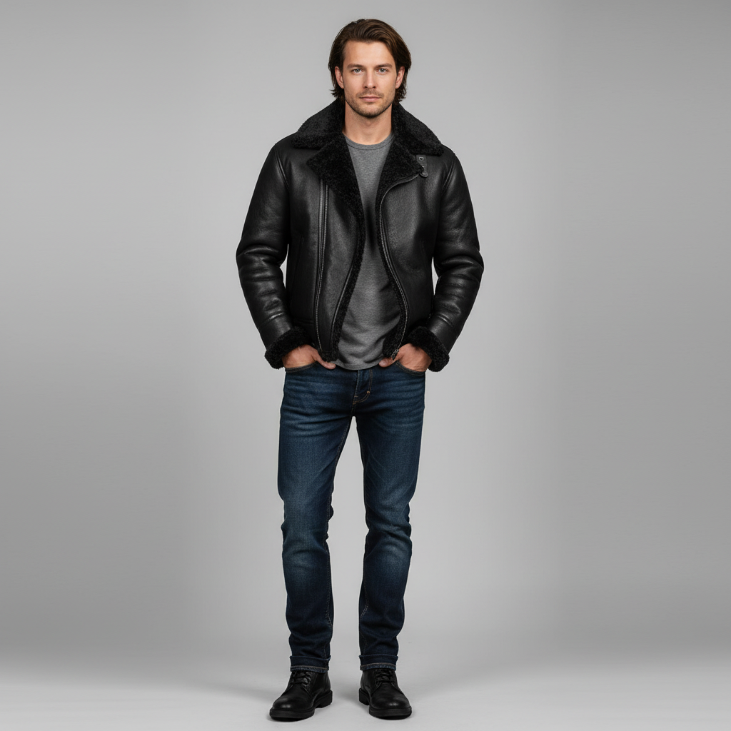 Herren Winterjacke Langer Schnitt Schwarz - Norvielle