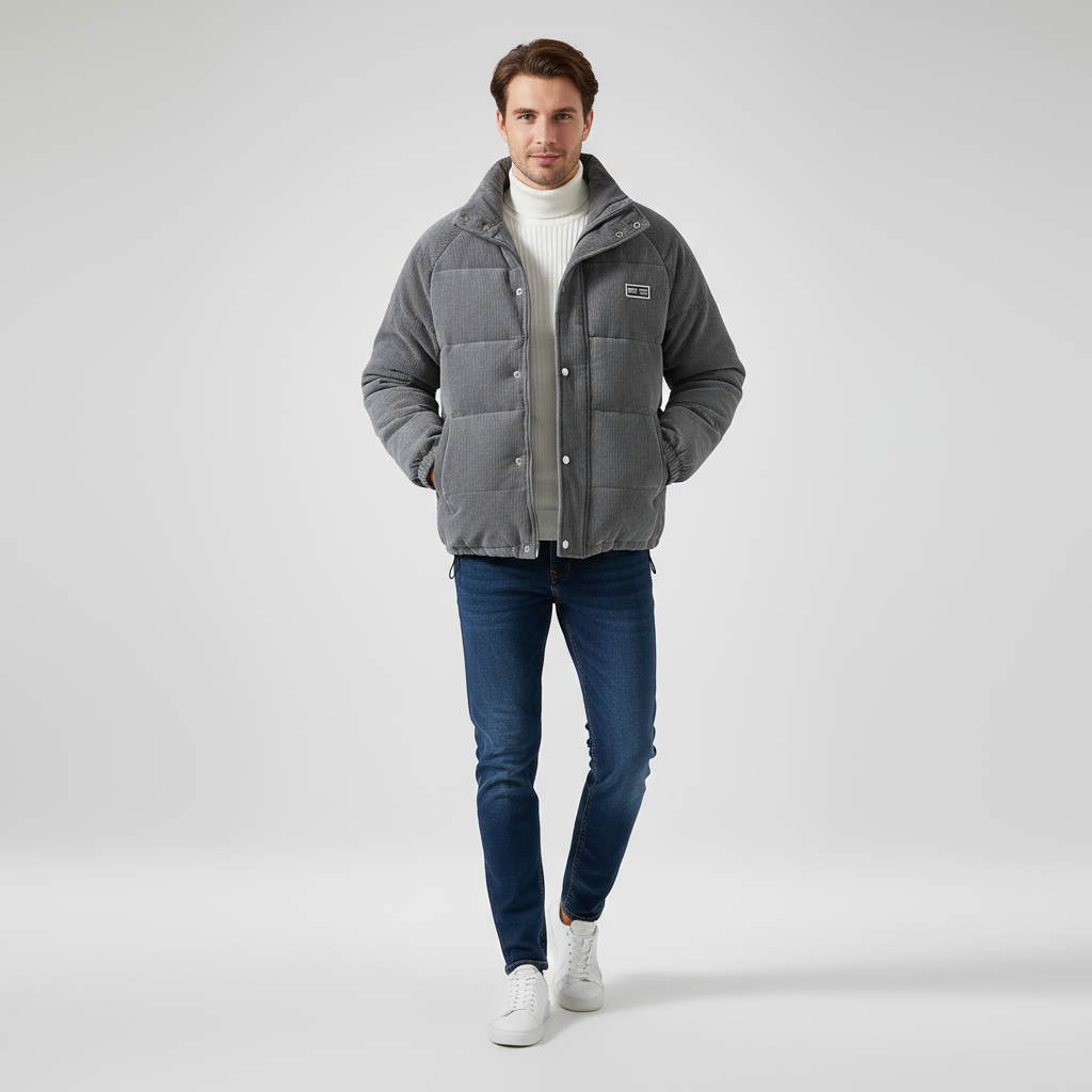 Herren Winterjacke Strukturiert Schwarz - Norvielle
