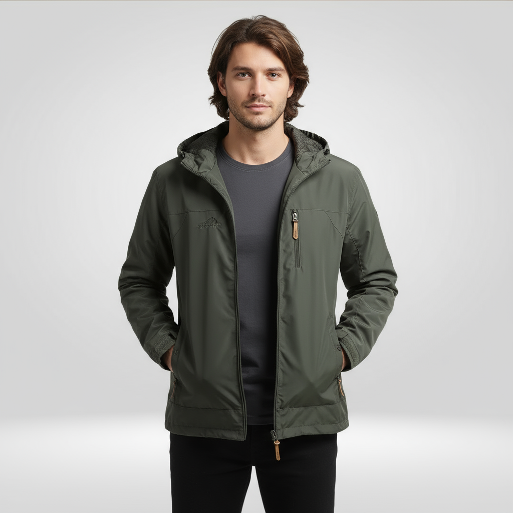 Herren Regenjacke Wasserdicht Funktioneller Aufbau Schwarz - Norvielle