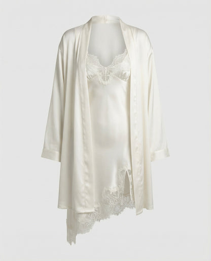 Damen Satin Nachtwäsche Set mit Spitze