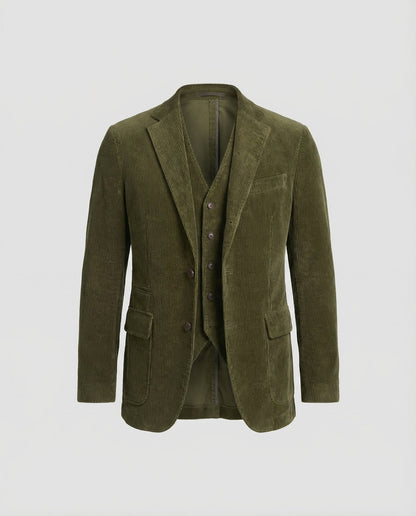 Corduroy Blazer Set Damen Baumwolle Grübchen Optik