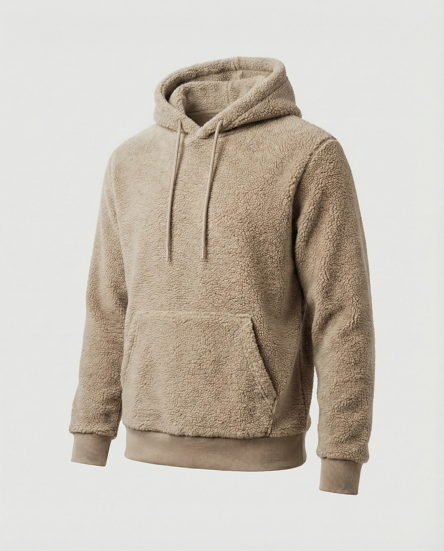 Herren Teddy Pullover Kuscheliger Baumwolle Beige