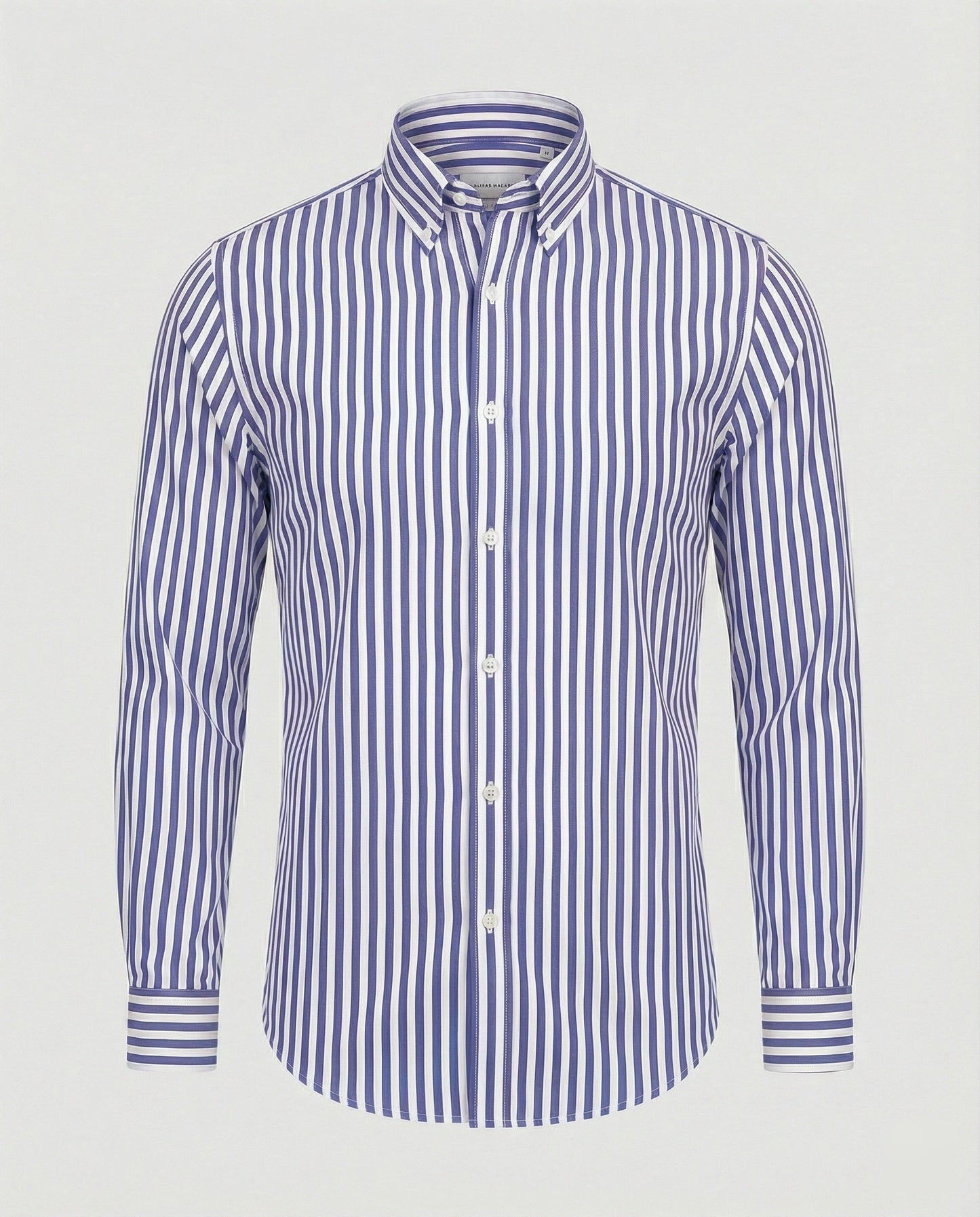 Herren Hemd Gestreift Elegant Baumwolle Weiss