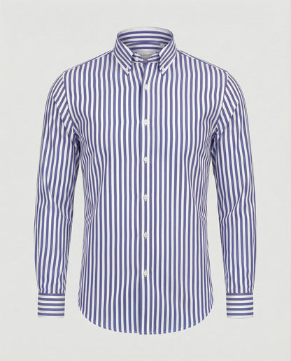 Herren Hemd Gestreift Elegant Baumwolle Weiss