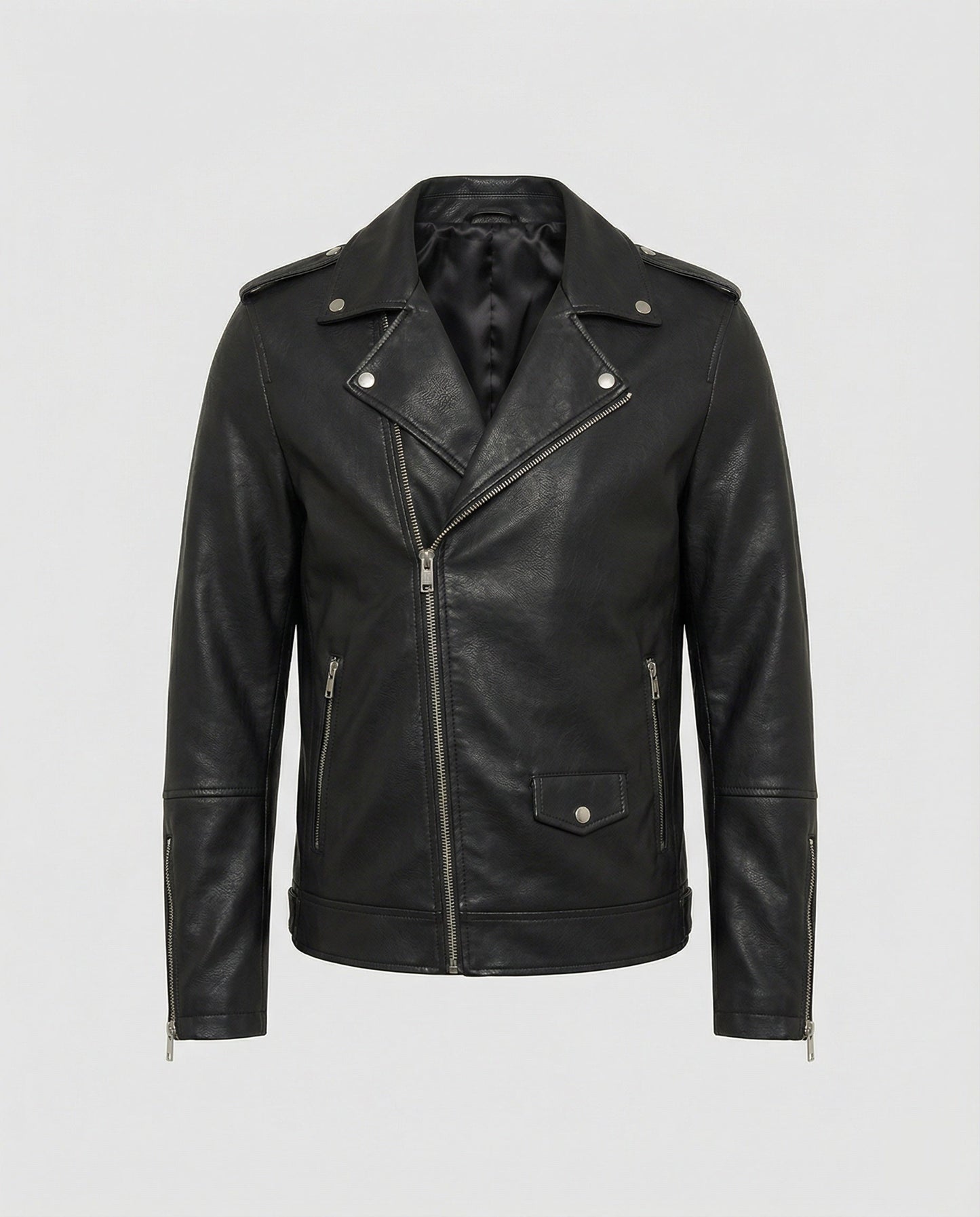 Herren Leder Motorradjacke Nappaleder Schwarz - Norvielle