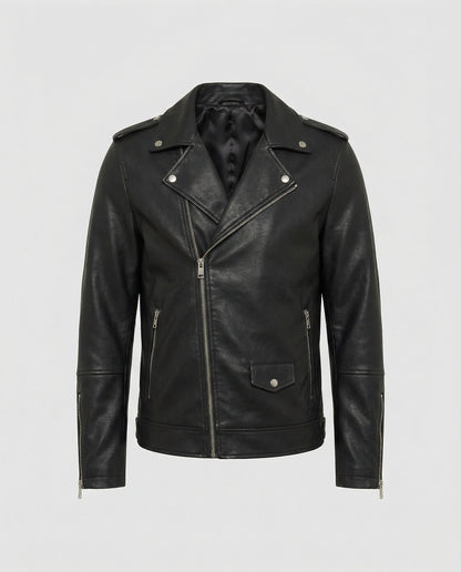 Herren Leder Motorradjacke Nappaleder Schwarz - Norvielle