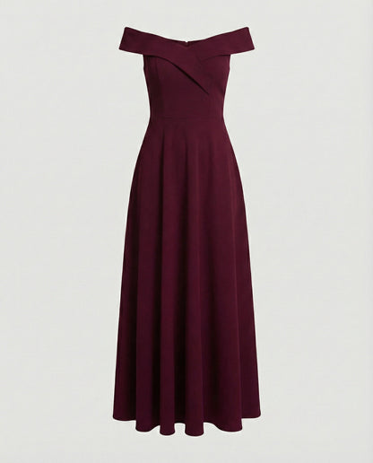 Norvielle Damen Off-Shoulder Abendkleid Lang Elegant