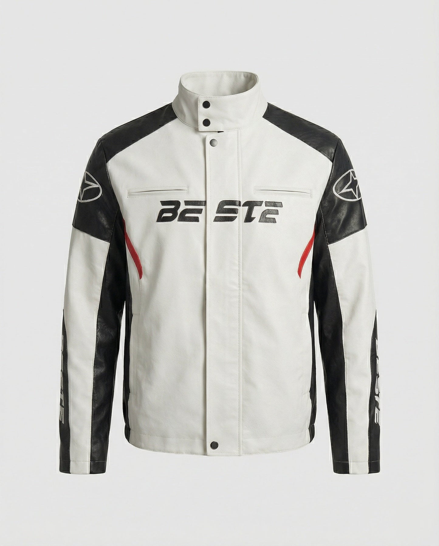 Herren Lederjacke Kunstleder Rennradjacke