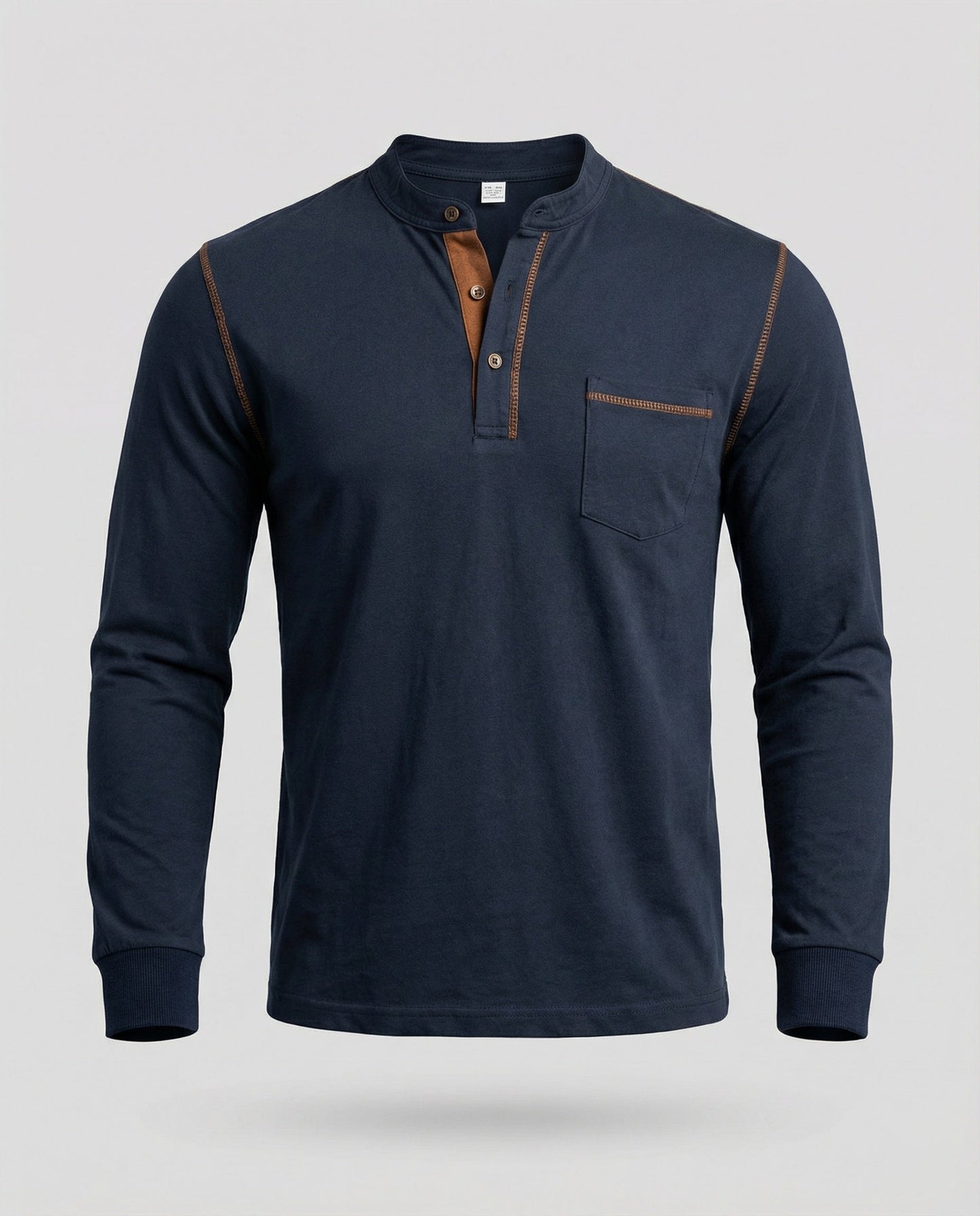 Herren Langarm-Henley-Shirt