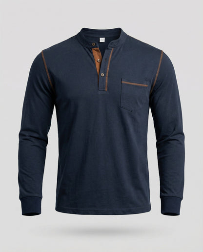 Herren Langarm-Henley-Shirt