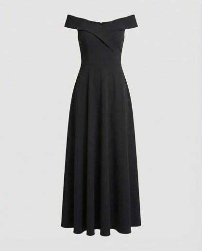 Norvielle Damen Off-Shoulder Abendkleid Lang Elegant