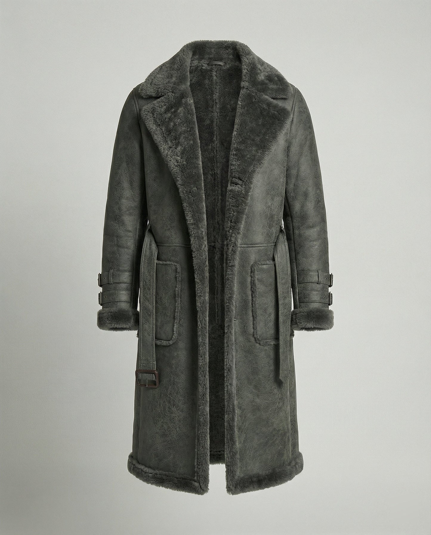Langer Damen Wintermantel Wollstoff
