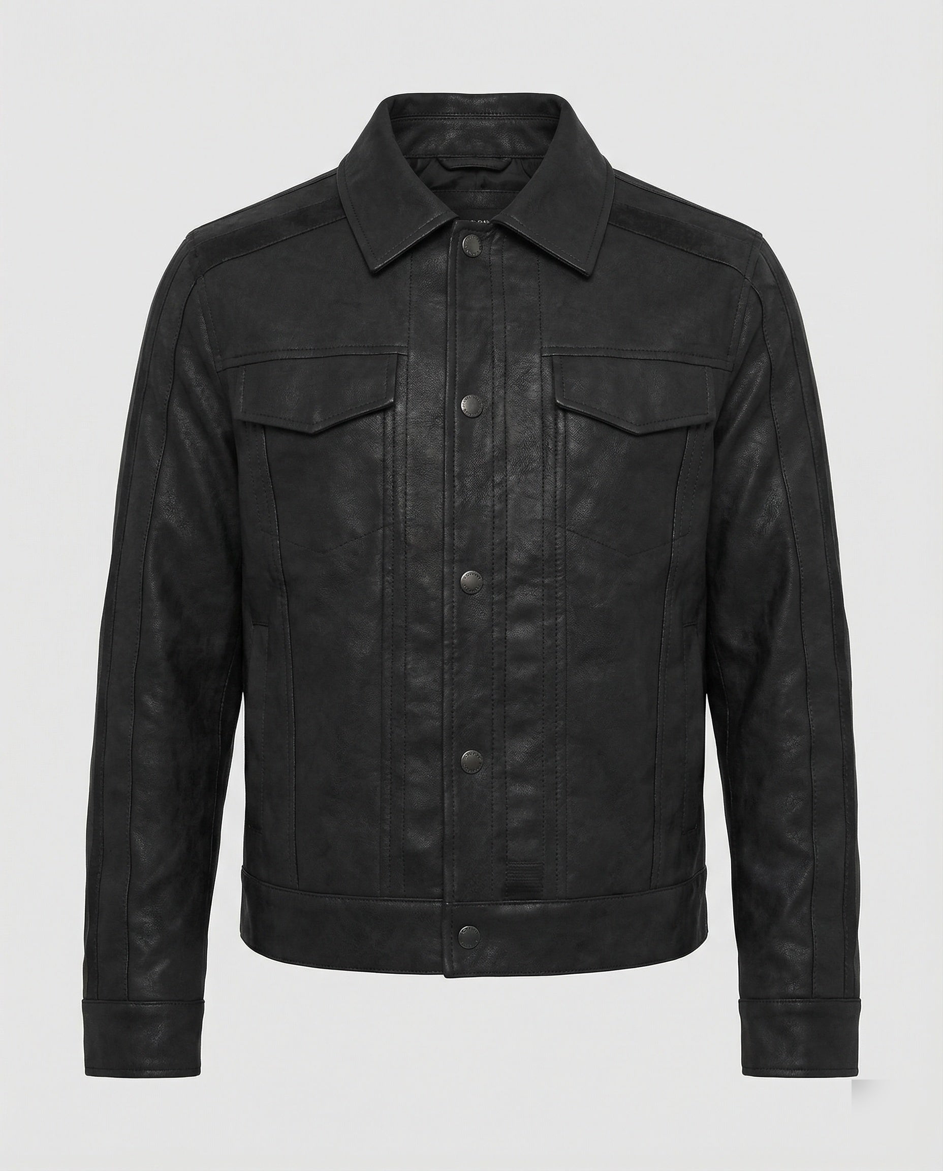 Herren Lederjacke Biker Kurzleder Schwarz - Norvielle