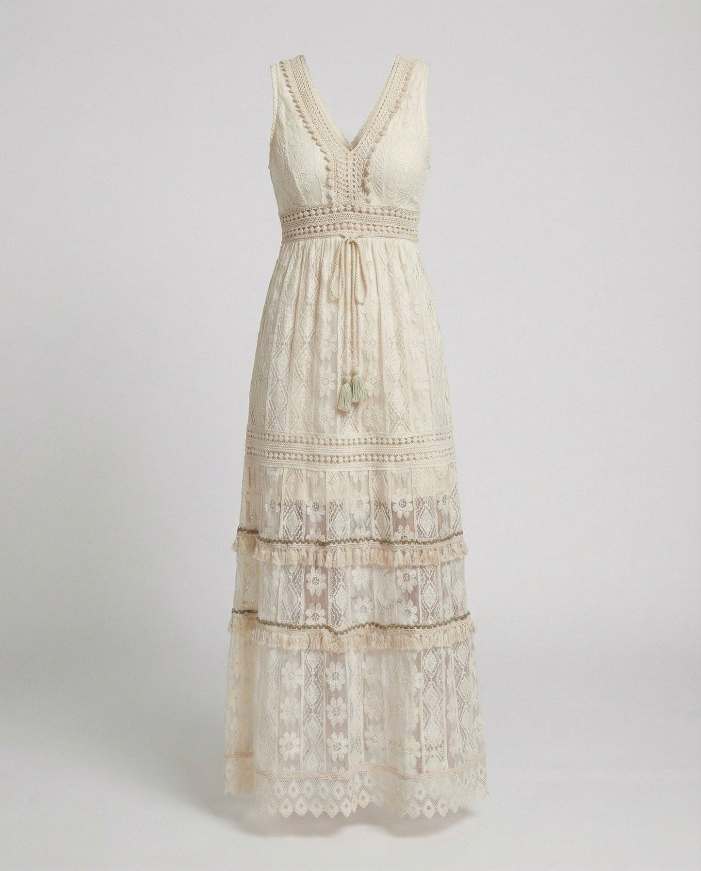 Norvielle Damen Boho Spitzenkleid Sommer