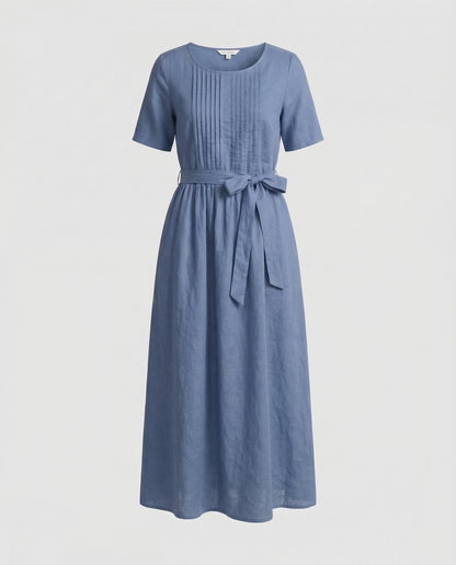 Damen Maxikleid Leinen mit Gürtel - Norvielle