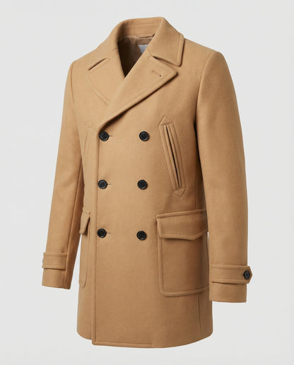 Herren Wollmantel Elegantes Design Doppelknopf