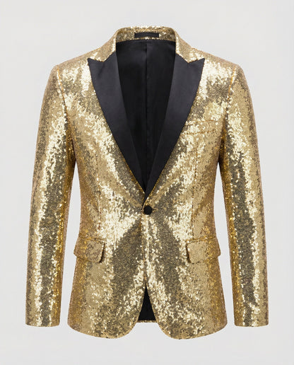 Herren Blazer Pailletten Glänzend