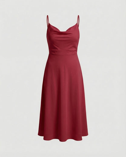 Damen Langkleid Drapiert Mit Einem Eingebauten BH