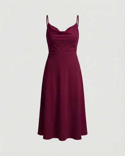 Damen Langkleid Drapiert Mit Einem Eingebauten BH