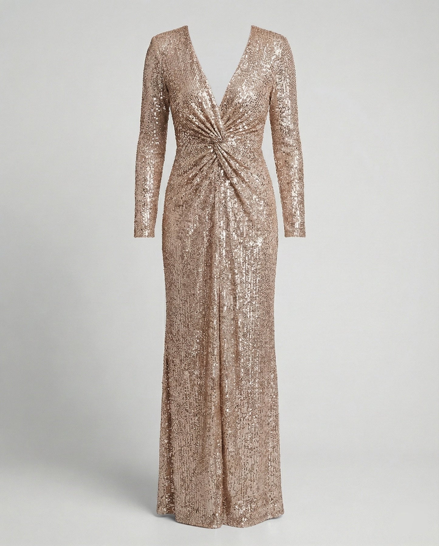 Norvielle Damen Abendkleid Pailletten Langärmlig Maxikleid
