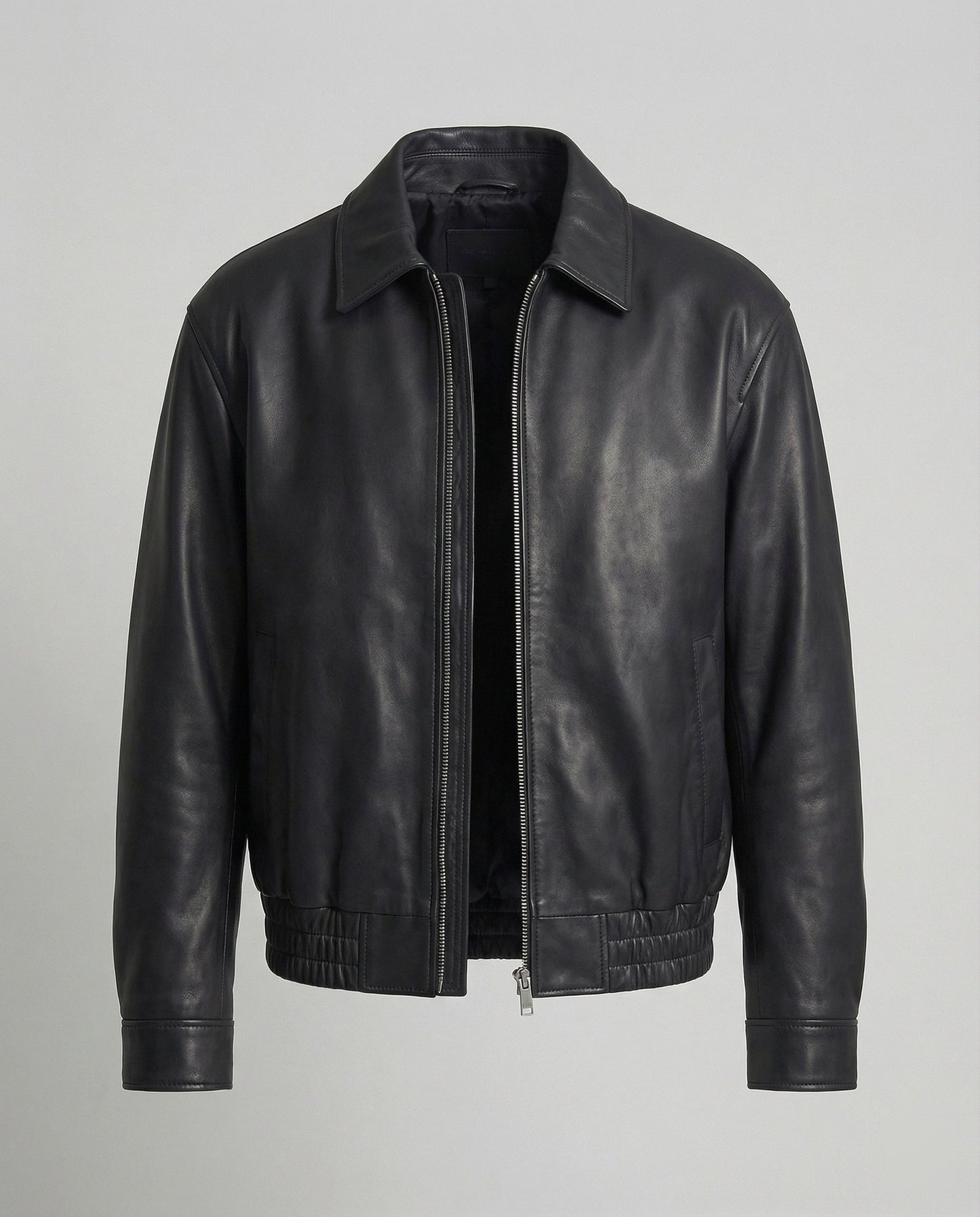 Herren Lederjacke Minimalistisches Design Schwarz - Norvielle