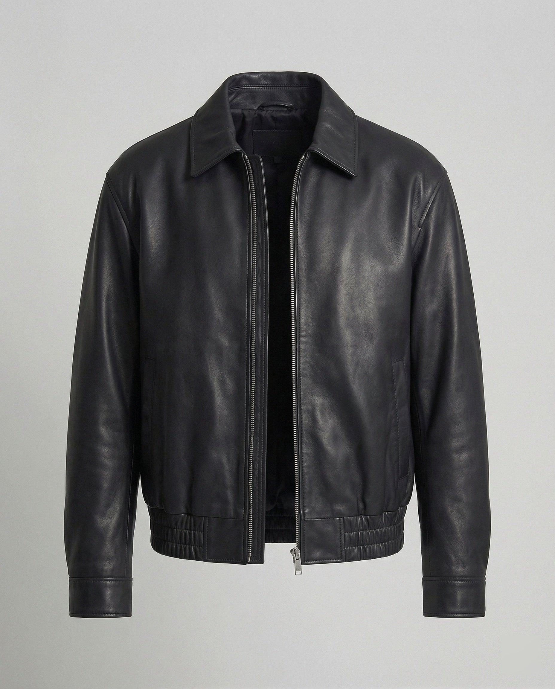 Herren Lederjacke Minimalistisches Design Schwarz - Norvielle