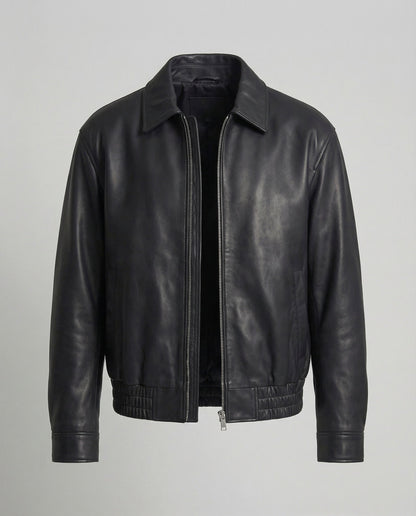 Herren Lederjacke Minimalistisches Design Schwarz - Norvielle