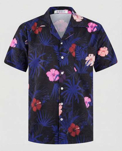 Herren Hawaiihemd Kurzarm Palmenprint - Norvielle
