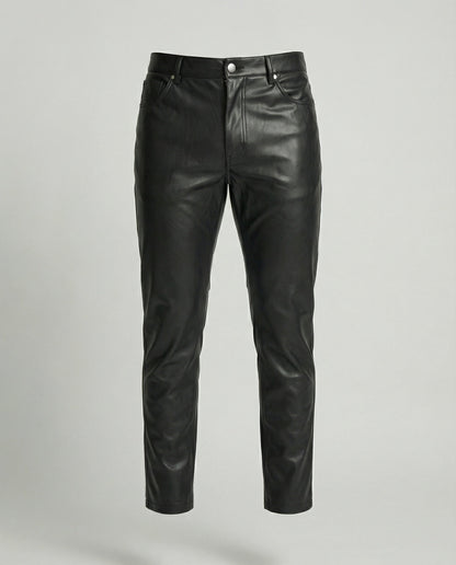 Herren Slimfit Hose Kunstleder