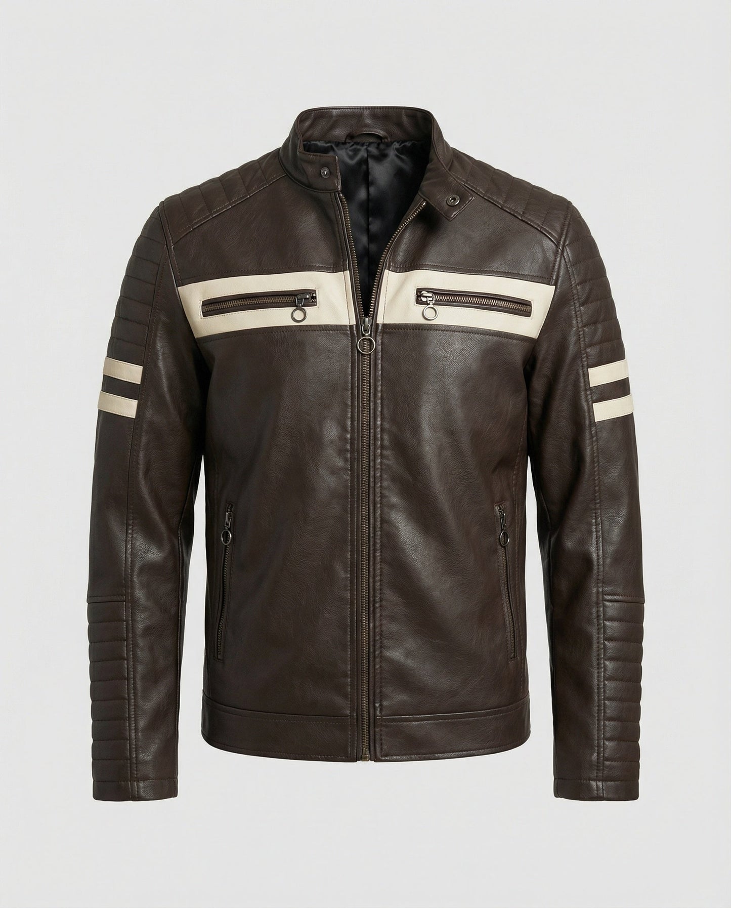 Herren Bikerjacke Kunstleder Schwarz - Norvielle