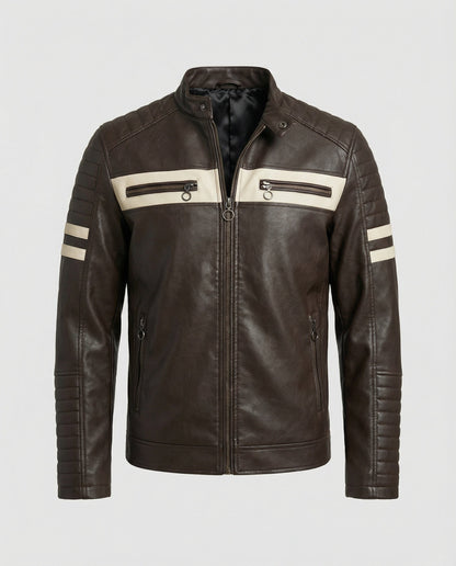 Herren Bikerjacke Kunstleder Schwarz - Norvielle