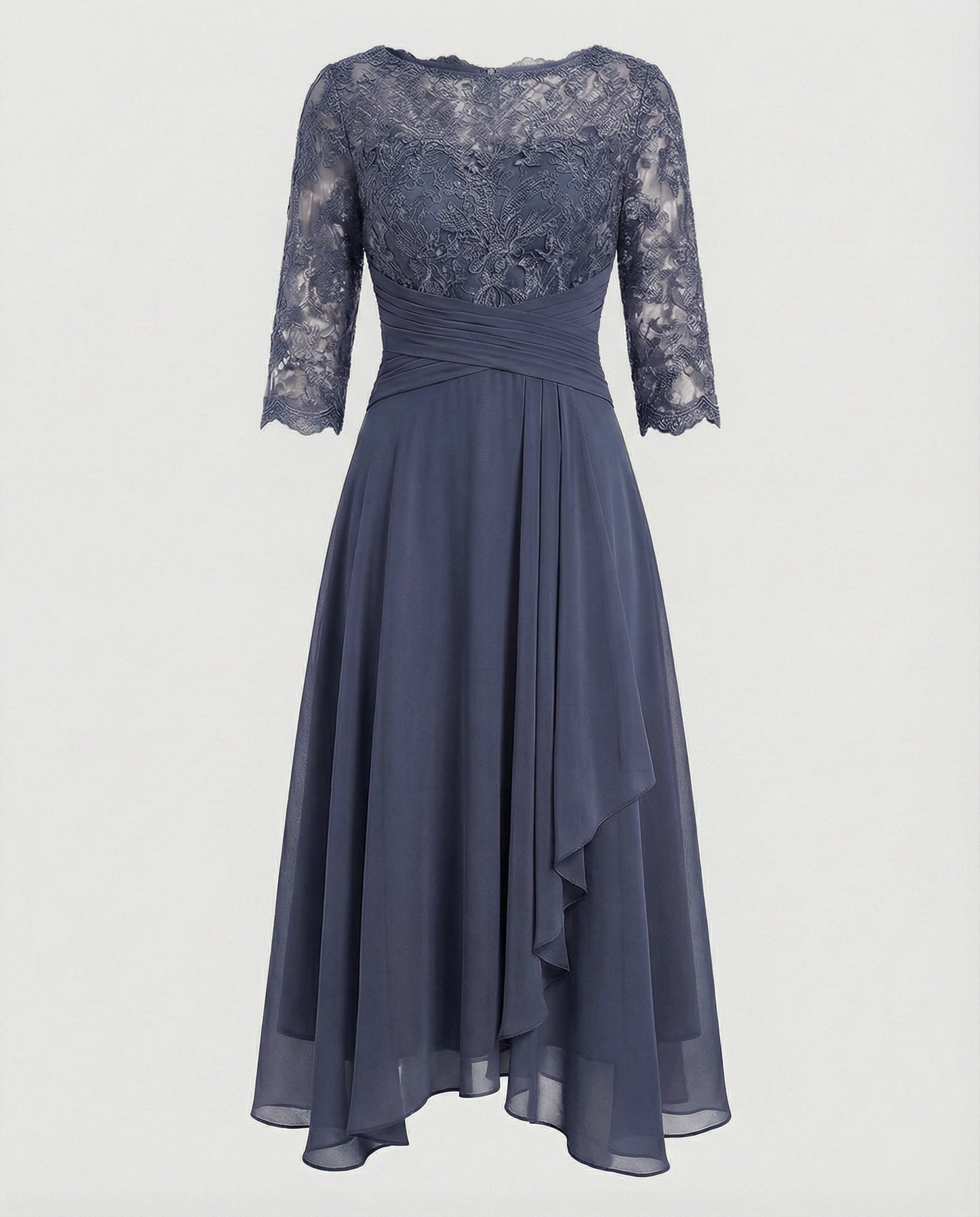 Damen Abendkleid Midi 3/4-Ärmel