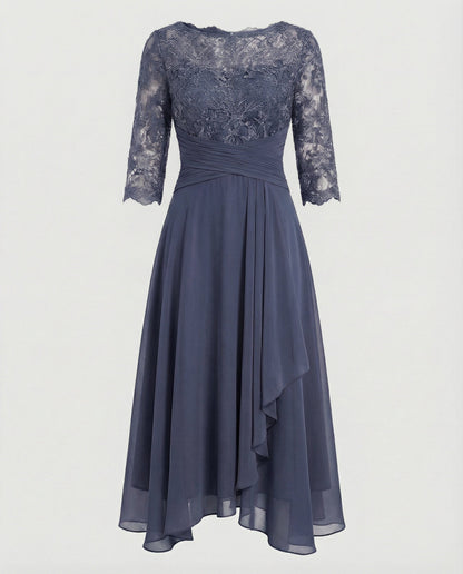 Damen Abendkleid Midi 3/4-Ärmel
