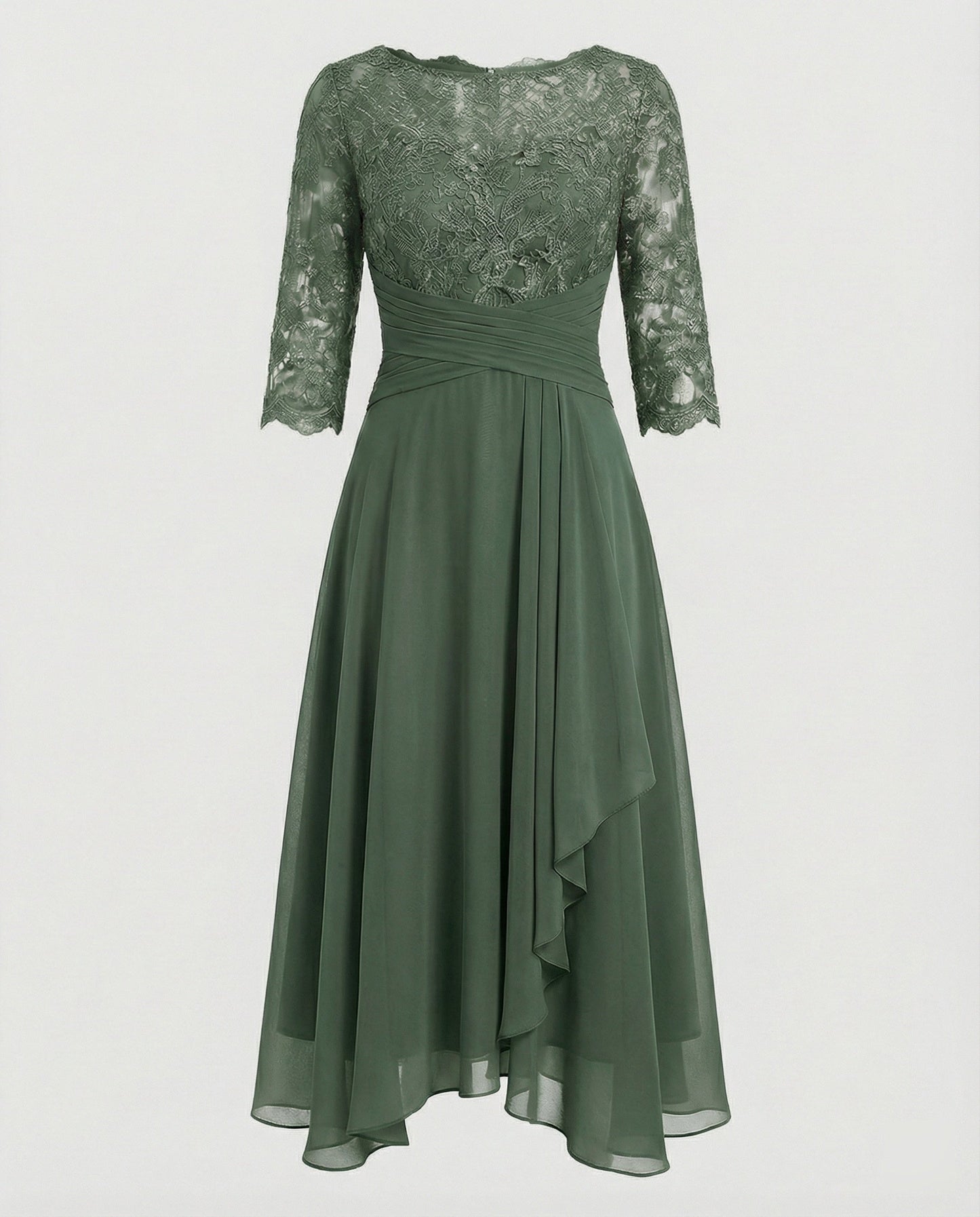 Damen Abendkleid Midi 3/4-Ärmel