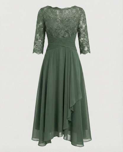 Damen Abendkleid Midi 3/4-Ärmel