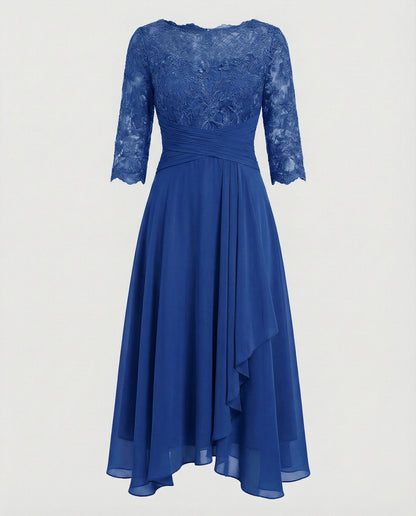 Damen Abendkleid Midi 3/4-Ärmel