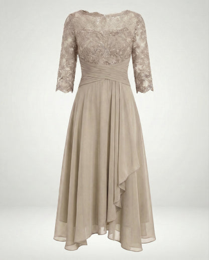 Damen Abendkleid Midi 3/4-Ärmel