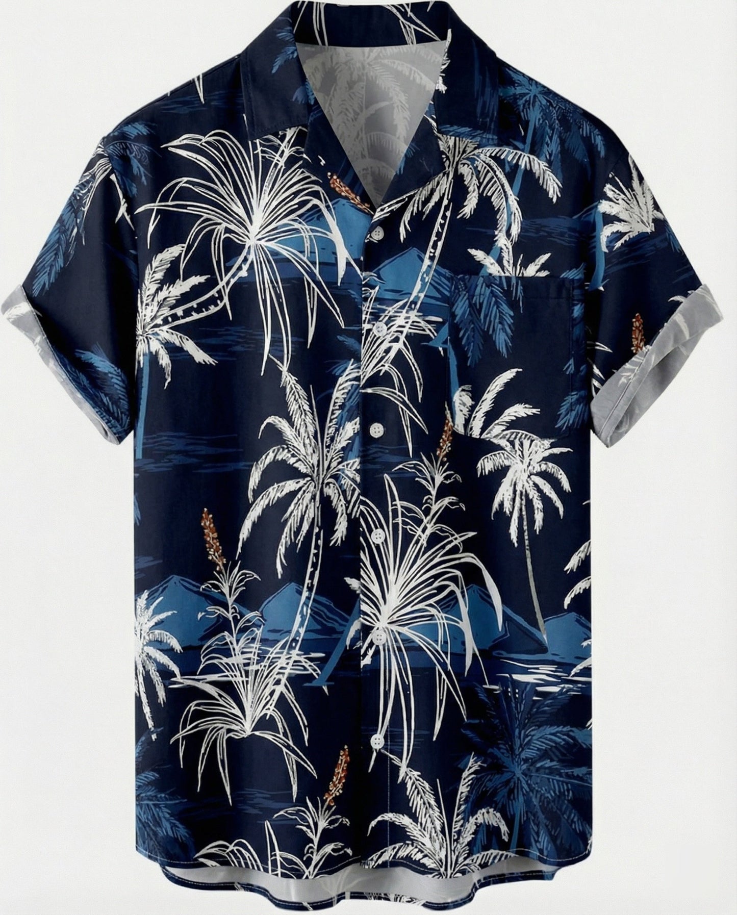 Herren Hawaiihemd Kurzarm Palmenprint