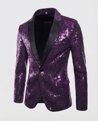 Herren Pailletten Blazer Glitzer
