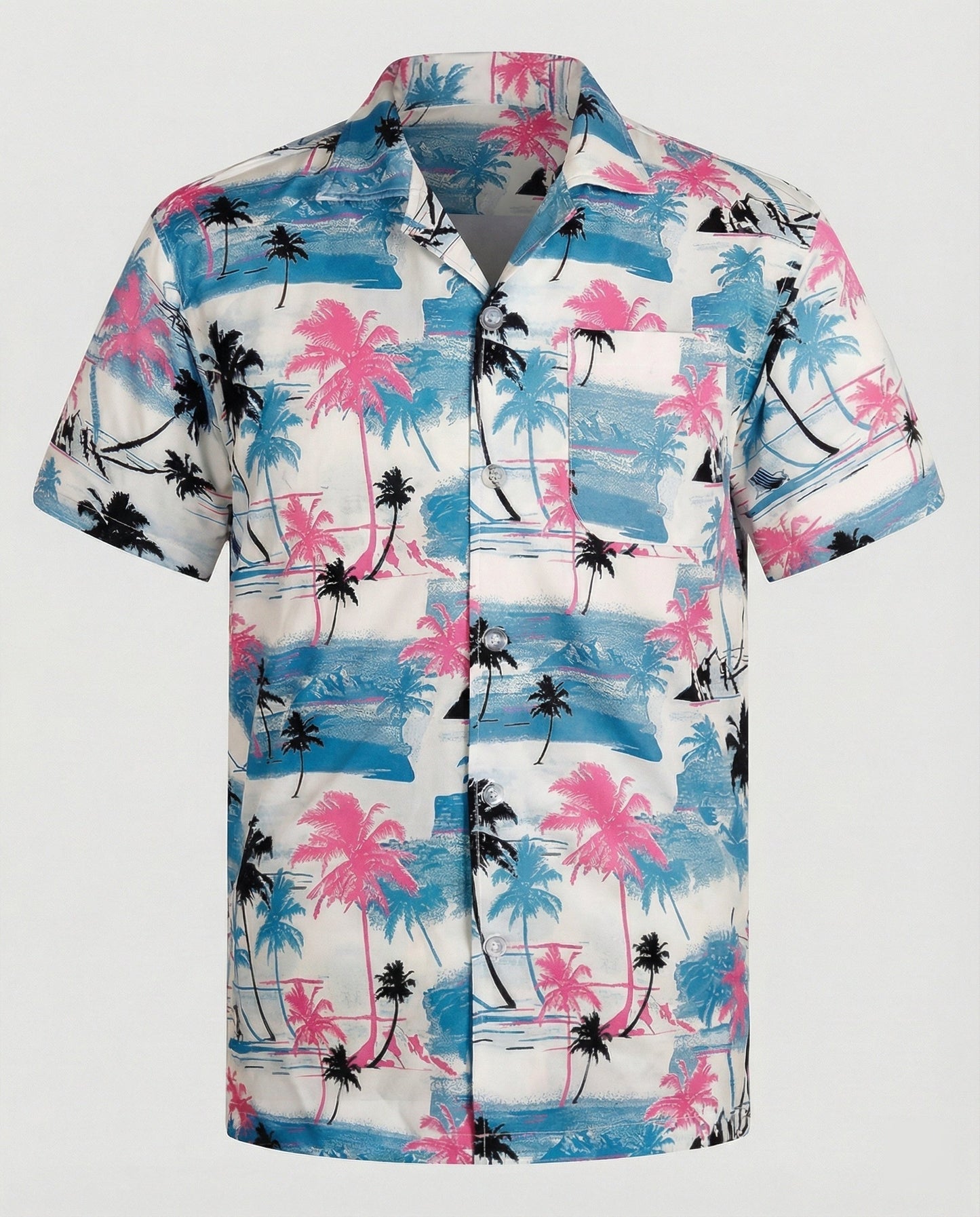 Herren Hawaiihemd Kurzarm Palmenprint