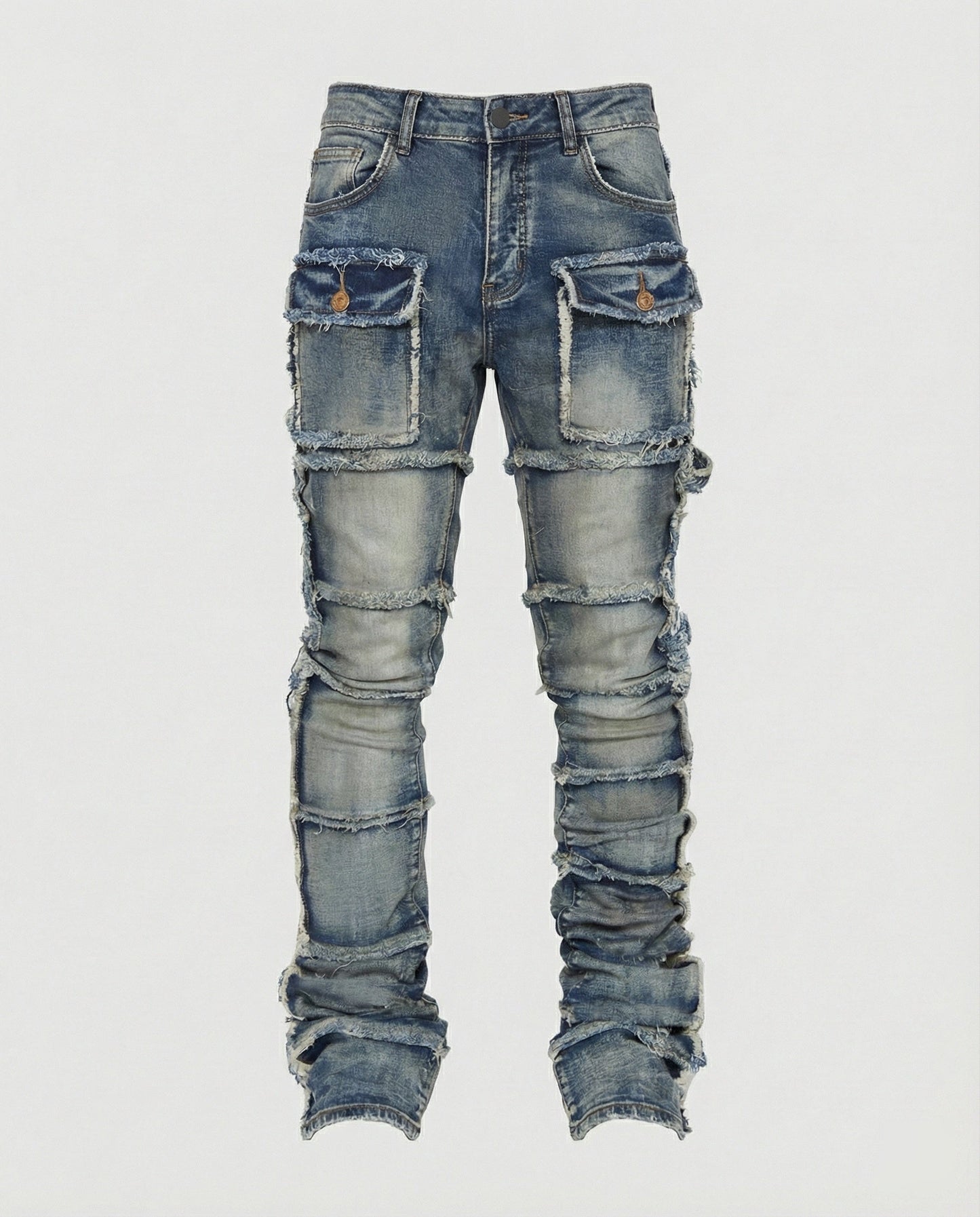 Herren Slimfit Jeans Cargotaschen Blau - Norvielle