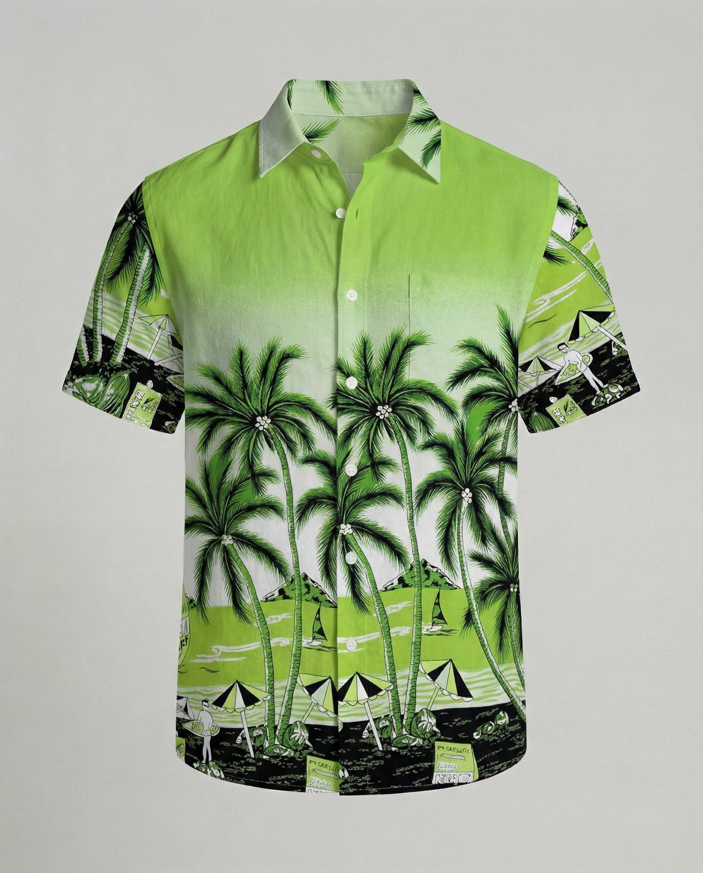 Herren Hawaiihemd Kurzarm Palmenprint