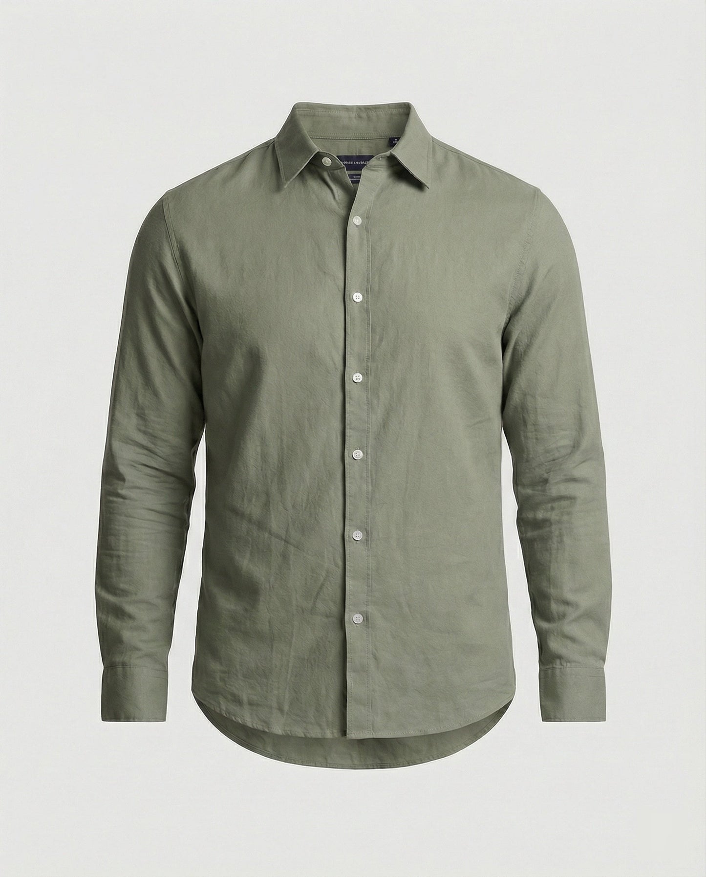 Herren Langarmhemd Leinenmix Beige