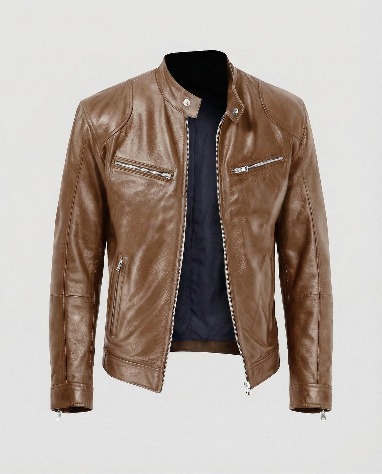 Herren Lederblouson Motorrad Ledermantel