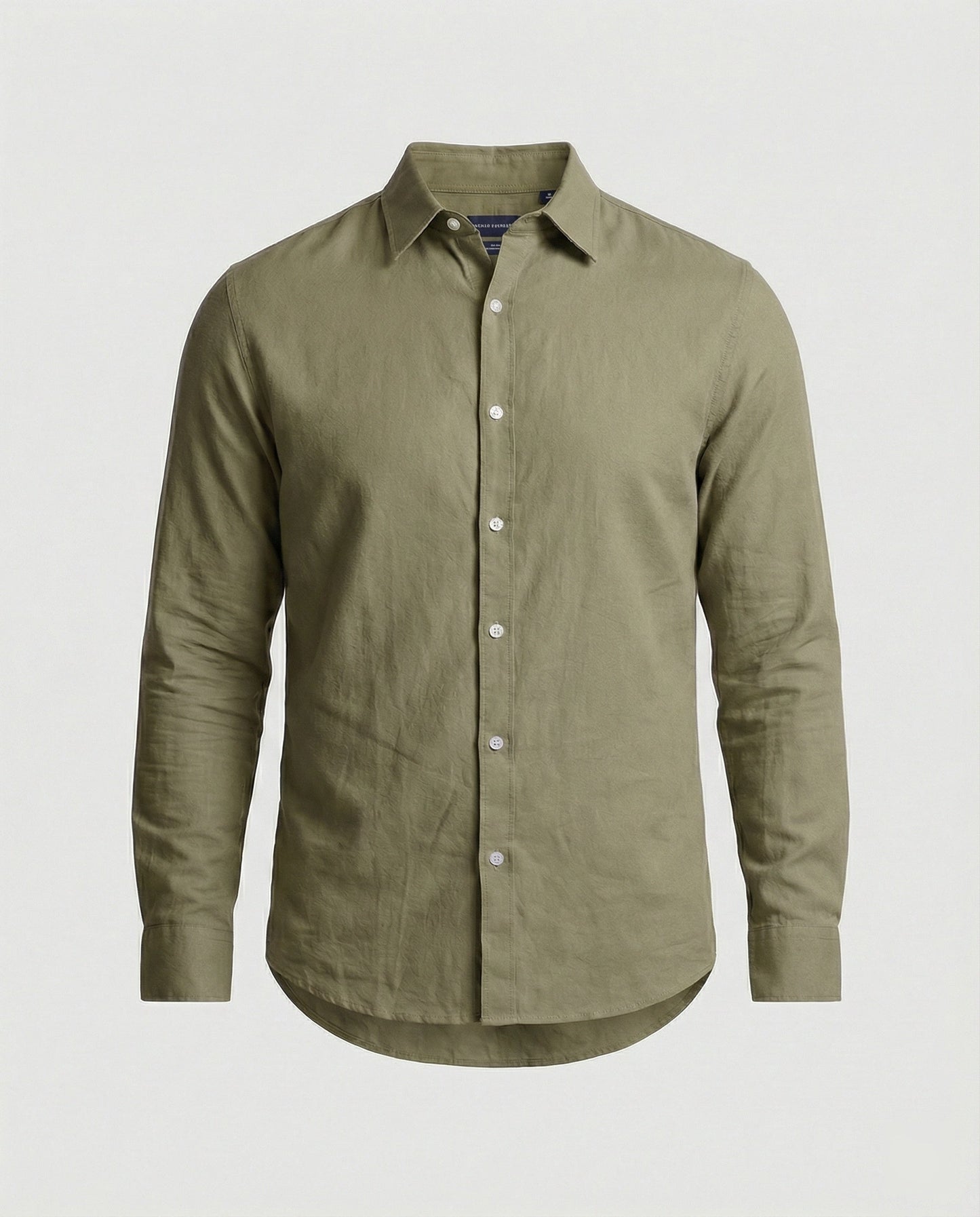 Herren Langarmhemd Leinenmix Beige