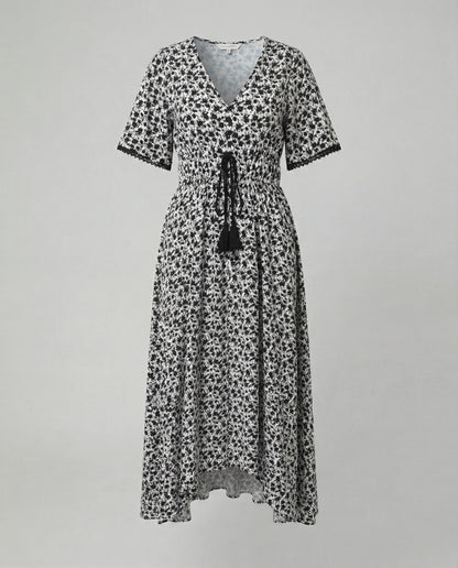 Damen Maxikleid Floralmuster Baumwolle