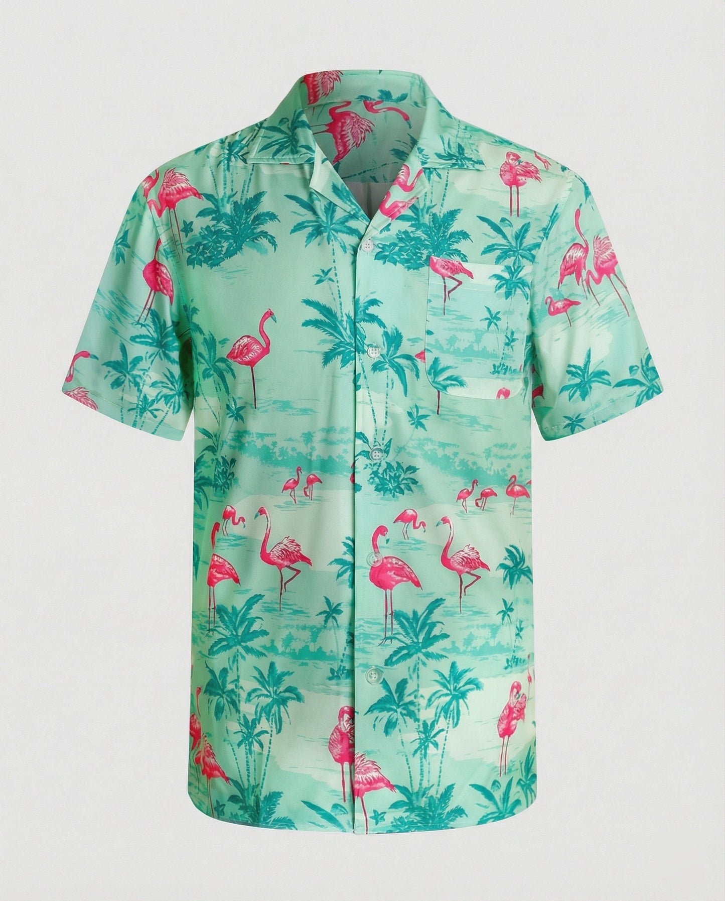 Herren Hawaiihemd Kurzarm Palmenprint