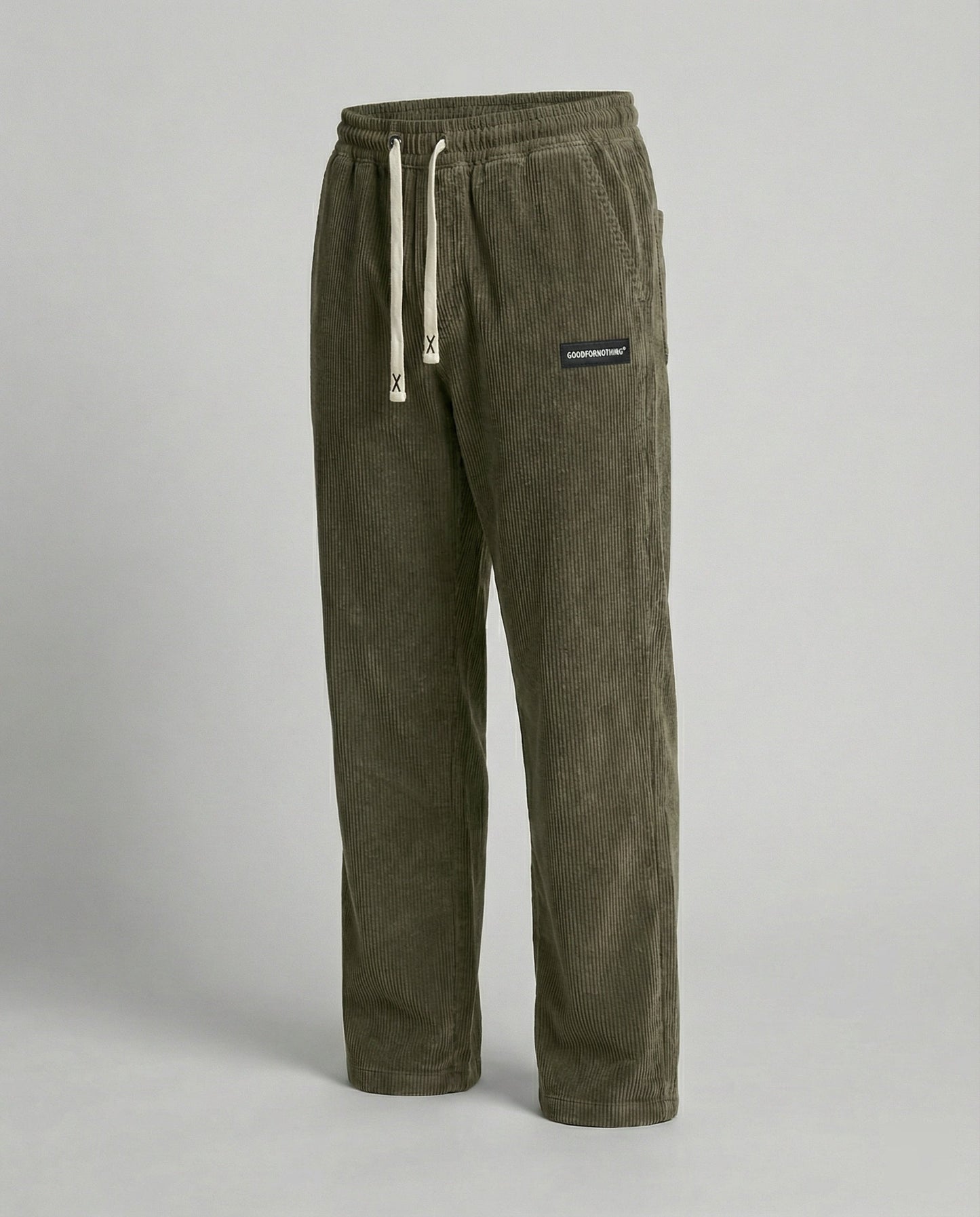 Herren Cordhose Weit Kordelzug Beige